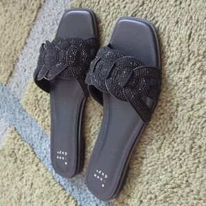 NWOT A New Day Women's Maggie Rhinestone Slide Sandal Black Size 8